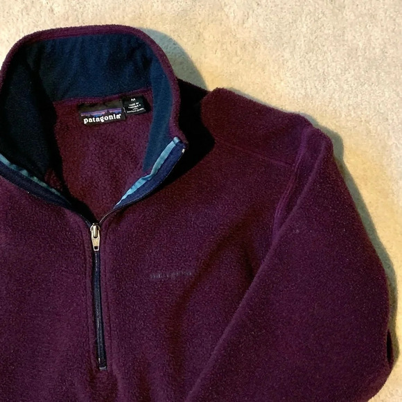 Patagonia Vintage 1/4 zip Fleece pullover jacket plum egg plant size Medium - Picture 1 of 12